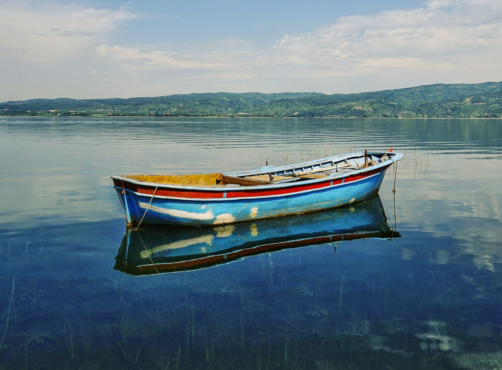 white and blue boat on water under blue sky during daytime